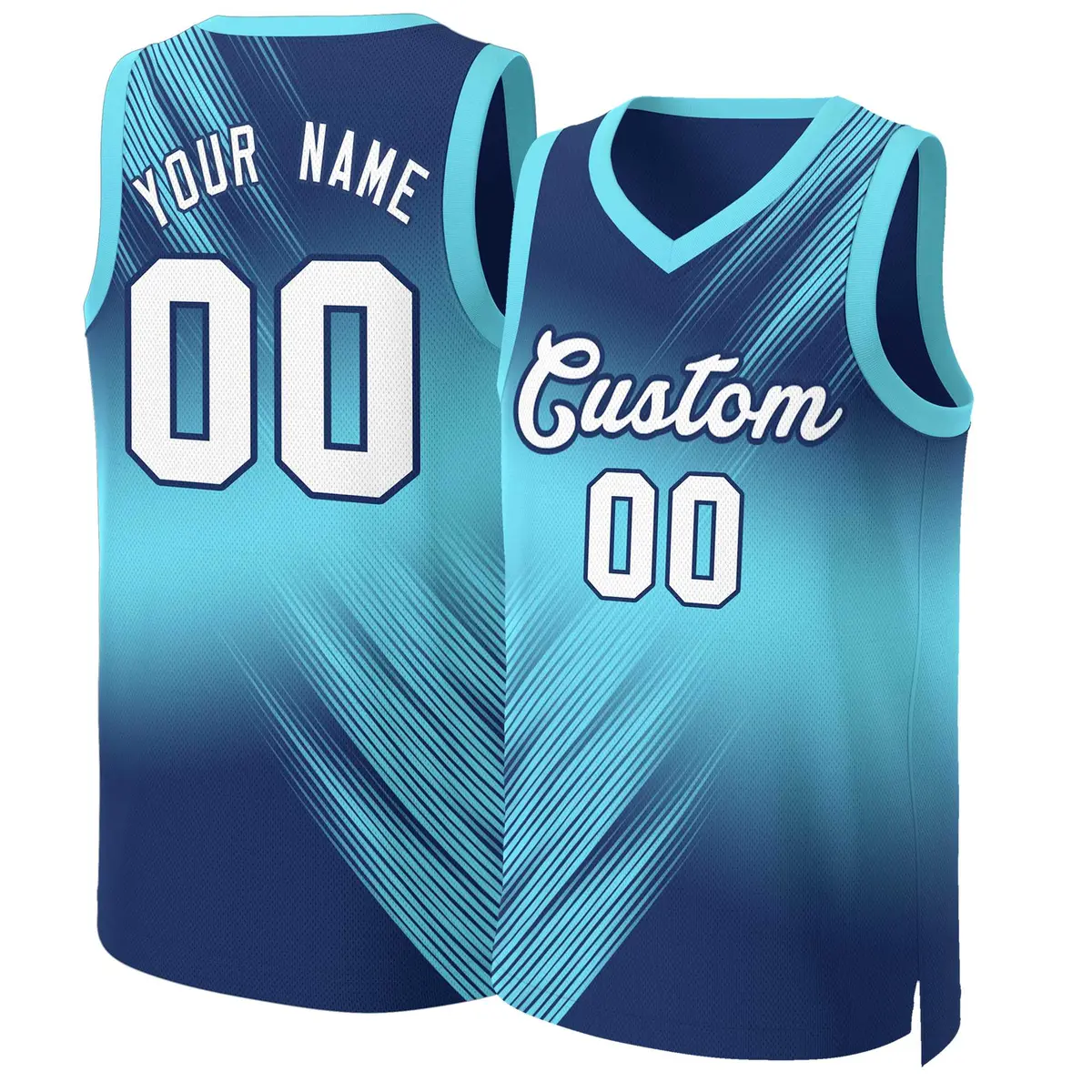 Navy White-Navy Gradient Slash Basketball Jersey
