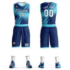 Navy White-Navy Gradient Slash Basketball Jersey Sets