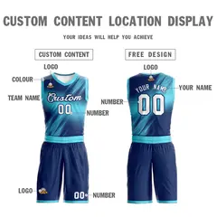Navy White-Navy Gradient Slash Basketball Jersey Sets 3