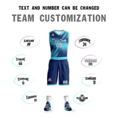 Navy White-Navy Gradient Slash Basketball Jersey Sets 4