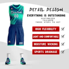 Navy White-Navy Gradient Slash Basketball Jersey Sets 2