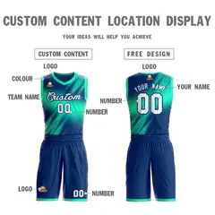 Navy White-Navy Gradient Slash Basketball Jersey Sets 3