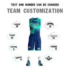 Navy White-Navy Gradient Slash Basketball Jersey Sets 4