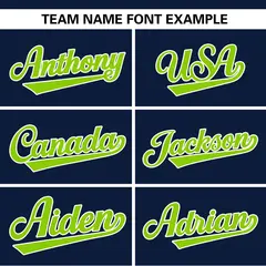Navy White-Neon Green Color Block Two-Button Softball Jersey 3