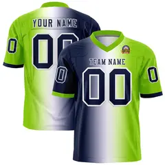 Navy White-Neon Green Gradient Football Jersey 1