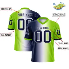 Navy White-Neon Green Gradient Football Jersey 2