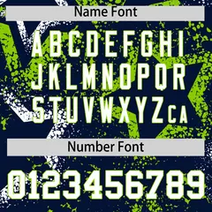 Navy White Neon Green Graffiti Star Ink Baseball Jersey 4