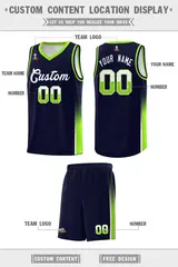 Navy White-Neon Green Two Tone Font Sports Basketball Jersey 2