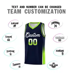 Navy White-Neon Green Two Tone Font Sports Basketball Jersey 3
