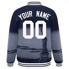 Navy White New York City Skyline Varsity Full-Snap Track Jacket 4