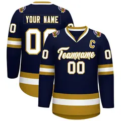Navy White-Old Gold Classic Hockey Jersey