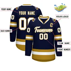 Navy White-Old Gold Classic Hockey Jersey 2
