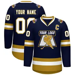 Navy White-Old Gold Classic Hockey Jersey 1