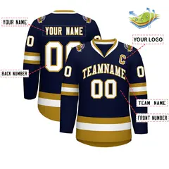 Navy White-Old Gold Classic Hockey Jersey 2