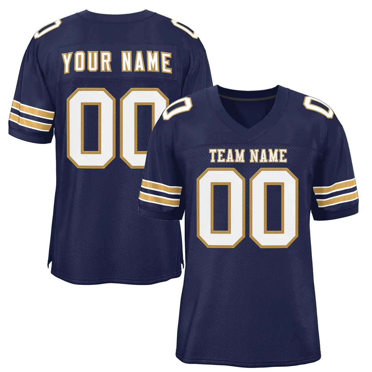 Navy White-Old Gold Classic Style Authentic Football Jersey