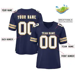 Navy White-Old Gold Classic Style Authentic Football Jersey 2