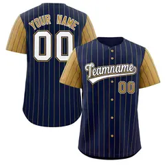 Navy White-Old Gold Stripe Raglan Baseball Jersey 1