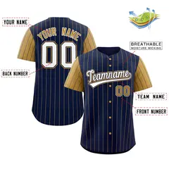 Navy White-Old Gold Stripe Raglan Baseball Jersey 2