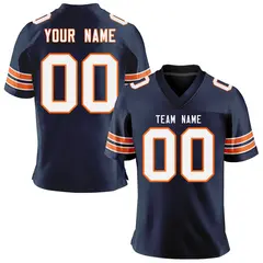 Navy White-Orange Classic Mesh Authentic Football Jersey 1