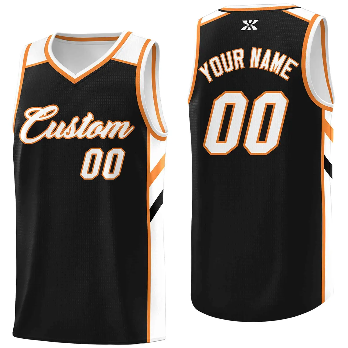 Navy White-Orange Classic Mesh Basketball Jersey