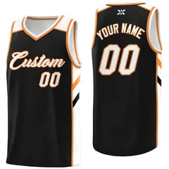 Navy White-Orange Classic Mesh Basketball Jersey