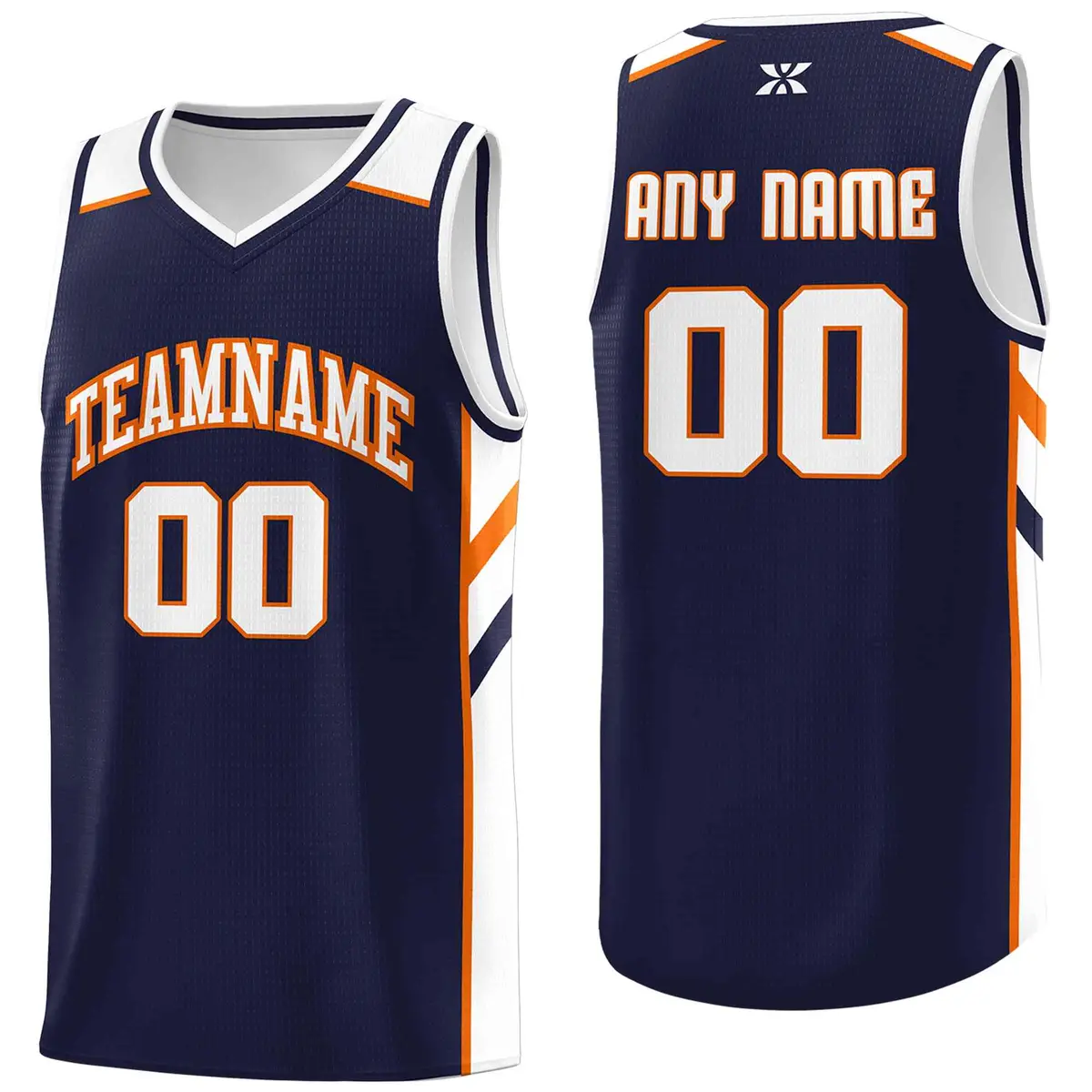 Navy White-Orange Classic Mesh Basketball Jersey
