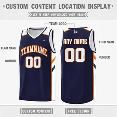 Navy White-Orange Classic Mesh Basketball Jersey 2