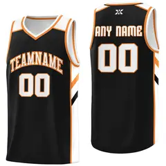 Navy White-Orange Classic Mesh Basketball Jersey