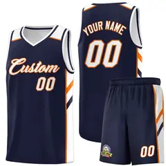Navy White-Orange Classic Sports Uniform Basketball Jersey