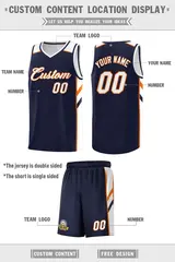 Navy White-Orange Classic Sports Uniform Basketball Jersey 2