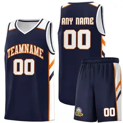 Navy White-Orange Classic Sports Uniform Basketball Jersey