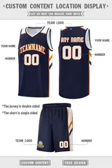 Navy White-Orange Classic Sports Uniform Basketball Jersey 2