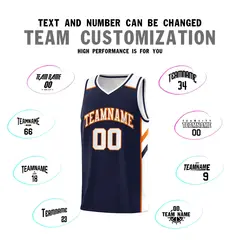Navy White-Orange Classic Sports Uniform Basketball Jersey 4