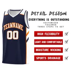 Navy White-Orange Classic Sports Uniform Basketball Jersey 5
