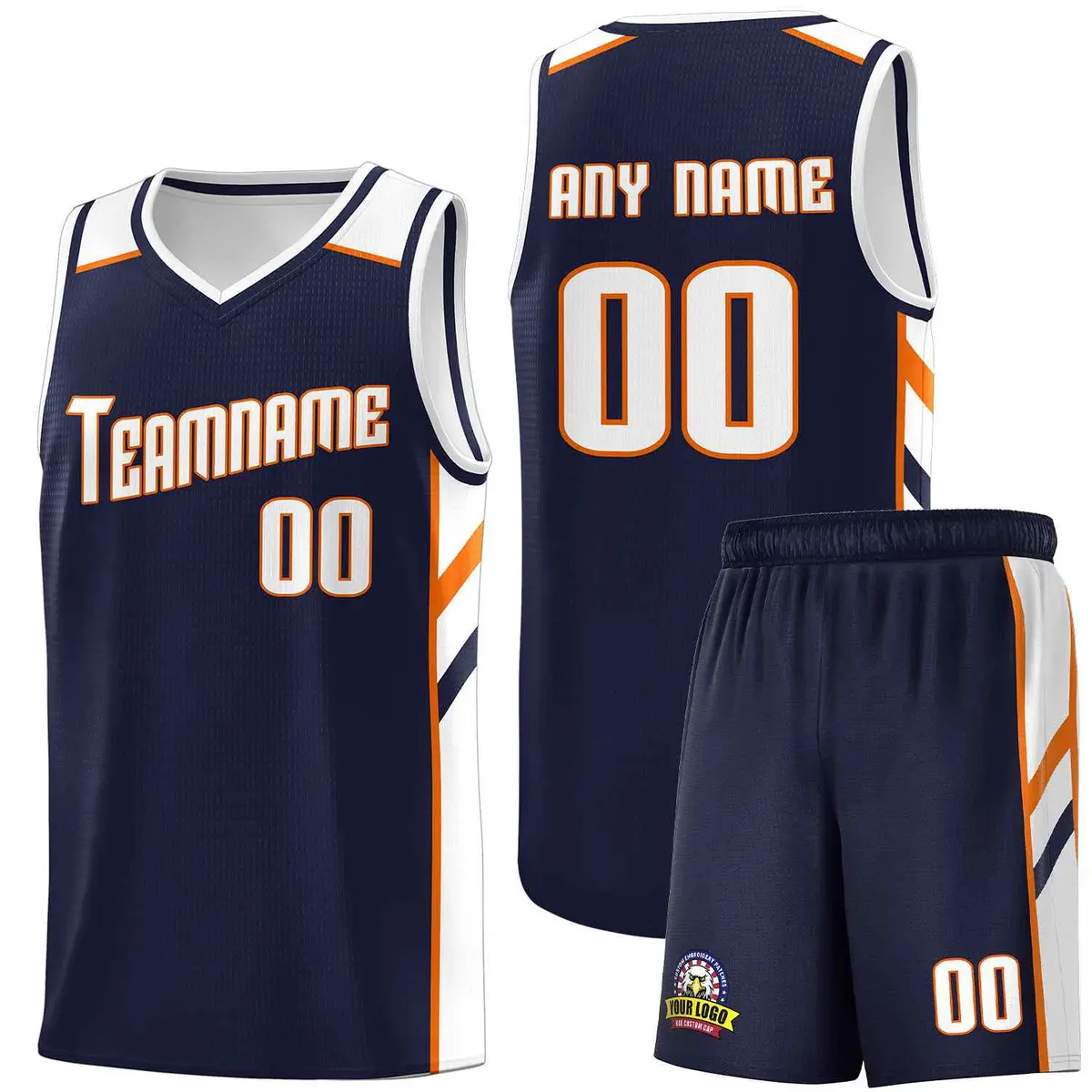 Navy White-Orange Classic Sports Uniform Basketball Jersey