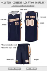 Navy White-Orange Classic Sports Uniform Basketball Jersey 2