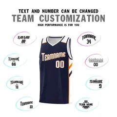Navy White-Orange Classic Sports Uniform Basketball Jersey 4