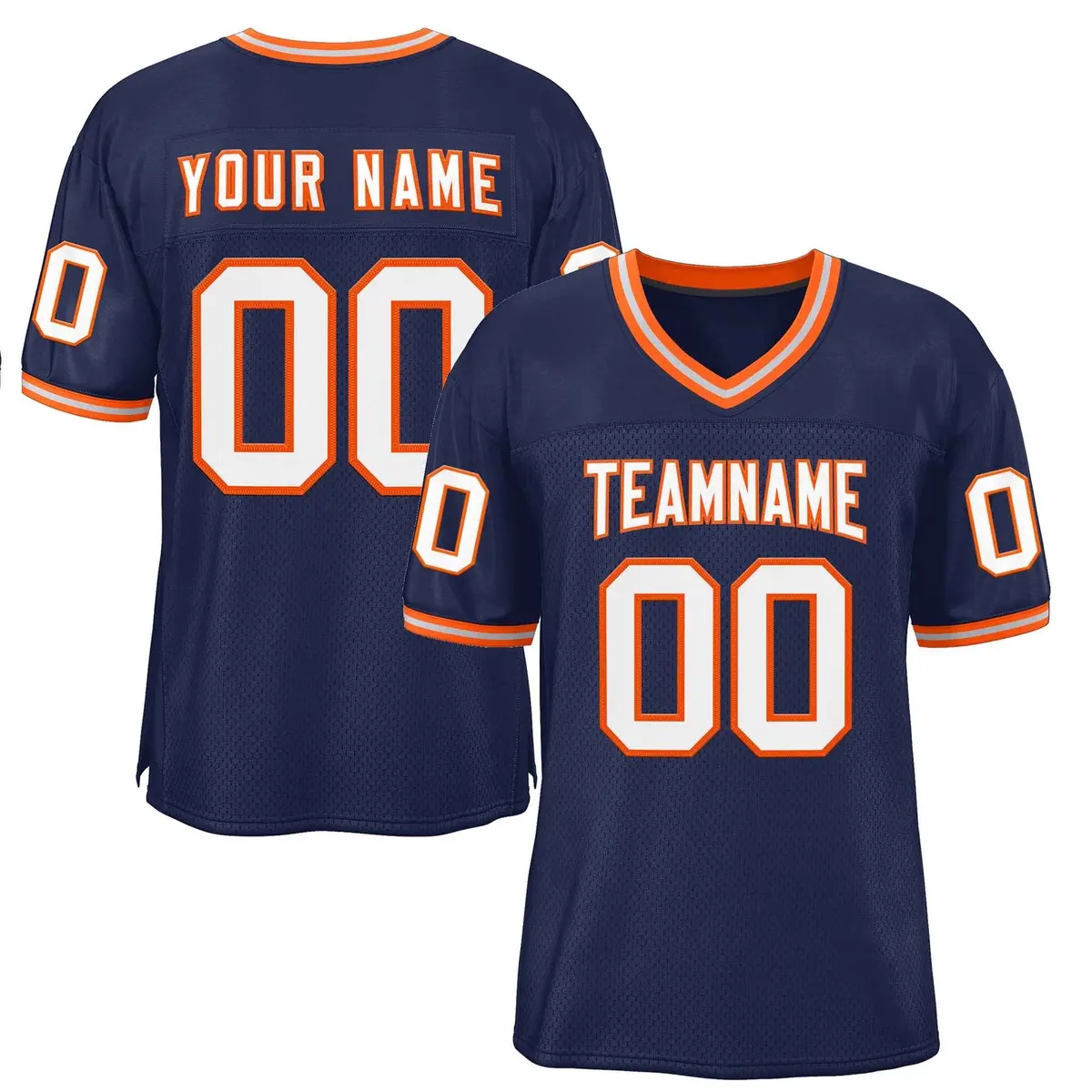Navy White-Orange Classic Style Authentic Football Jersey