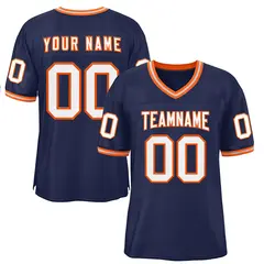 Navy White-Orange Classic Style Authentic Football Jersey