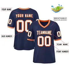 Navy White-Orange Classic Style Authentic Football Jersey 2