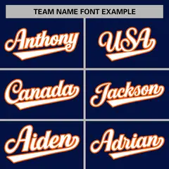 Navy White-Orange Classic Varsity Full-Snap Letterman Jacket 3