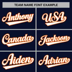 Navy White-Orange Classic Varsity Full-Snap Letterman Jacket 5