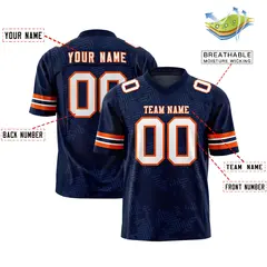 Navy White-Orange Graffiti Line Authentic Football Jersey 2