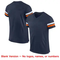 Navy White-Orange Mesh Football Jersey 5