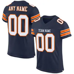 Navy White-Orange Mesh Football Jersey 1