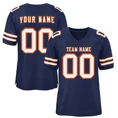 Navy White-Orange Mesh Football Jersey