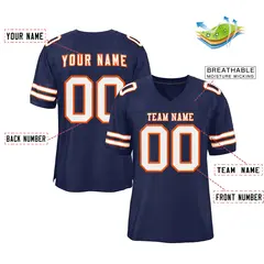 Navy White-Orange Mesh Football Jersey 2