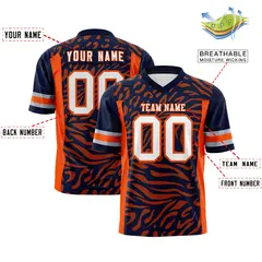 Navy White-Orange Zebra Stripes Authentic Football Jersey 2