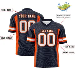Navy White-Orange Zebra Stripes Authentic Football Jersey 2