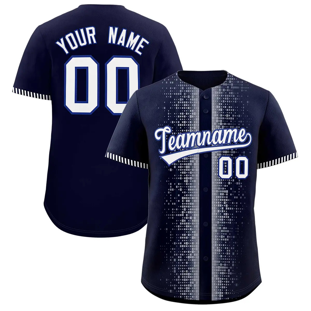 Navy White Phonetic Rhythm Authentic Baseball Jersey